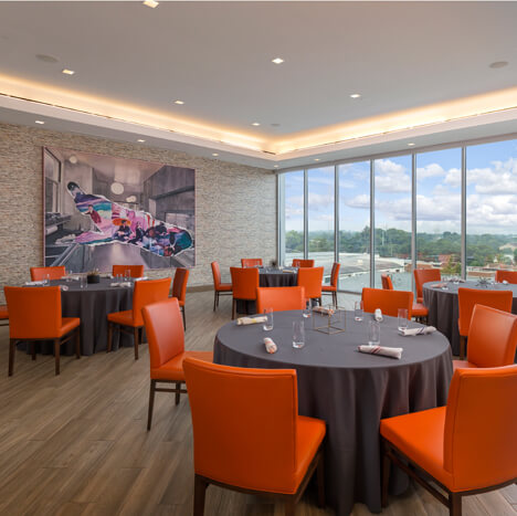 Dining area with fireplace